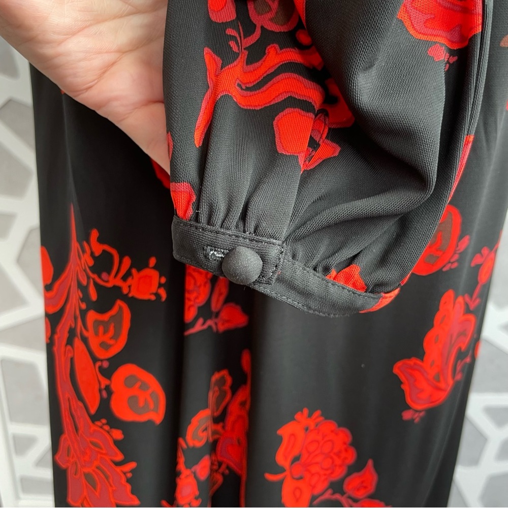 Tory Burch Floral Jersey Dress in Black Mountain Paisley sz L Large - Picture 12 of 16